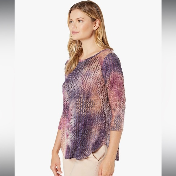 Karen Kane Amber Wave Burnout Shirttail Shirt - Picture 4 of 12